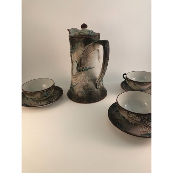 Dragonware Moriage Tea Set (20-piece), a style of Japanese Porcelain featuring r - Picture 14 of 16